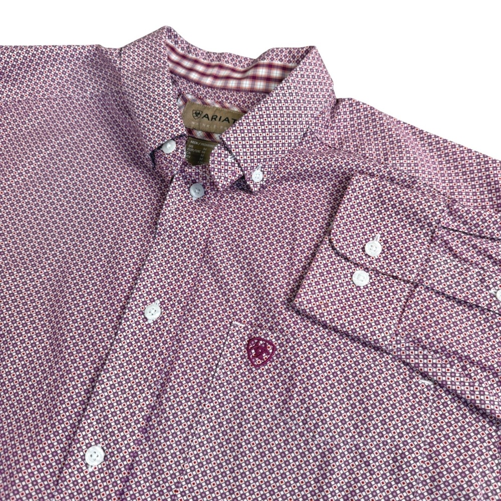 Ariat Wrinkle Free Button Down Shirt Purple Size Medium Western Urban Cowboy